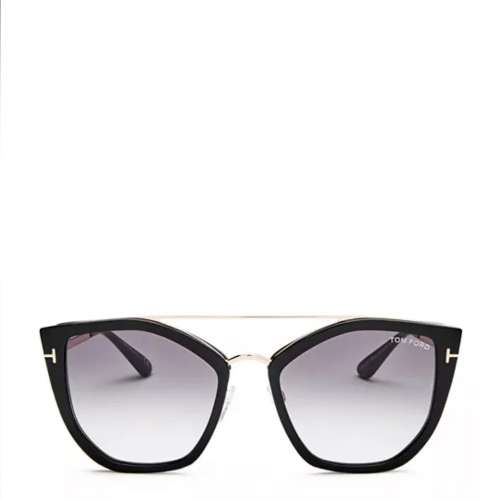 Tom Ford Women’s Dahlia Geometric Black and Gold 55 mm Sunglasses/Case